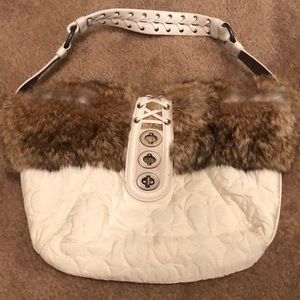 Coach Rabbit Fur Puffer Hobo